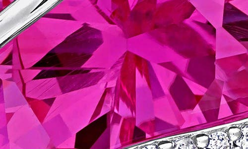 Delmar Sterling Silver Lab Grown Pink Sapphire & Diamond Heart Pendant Necklace In Pink