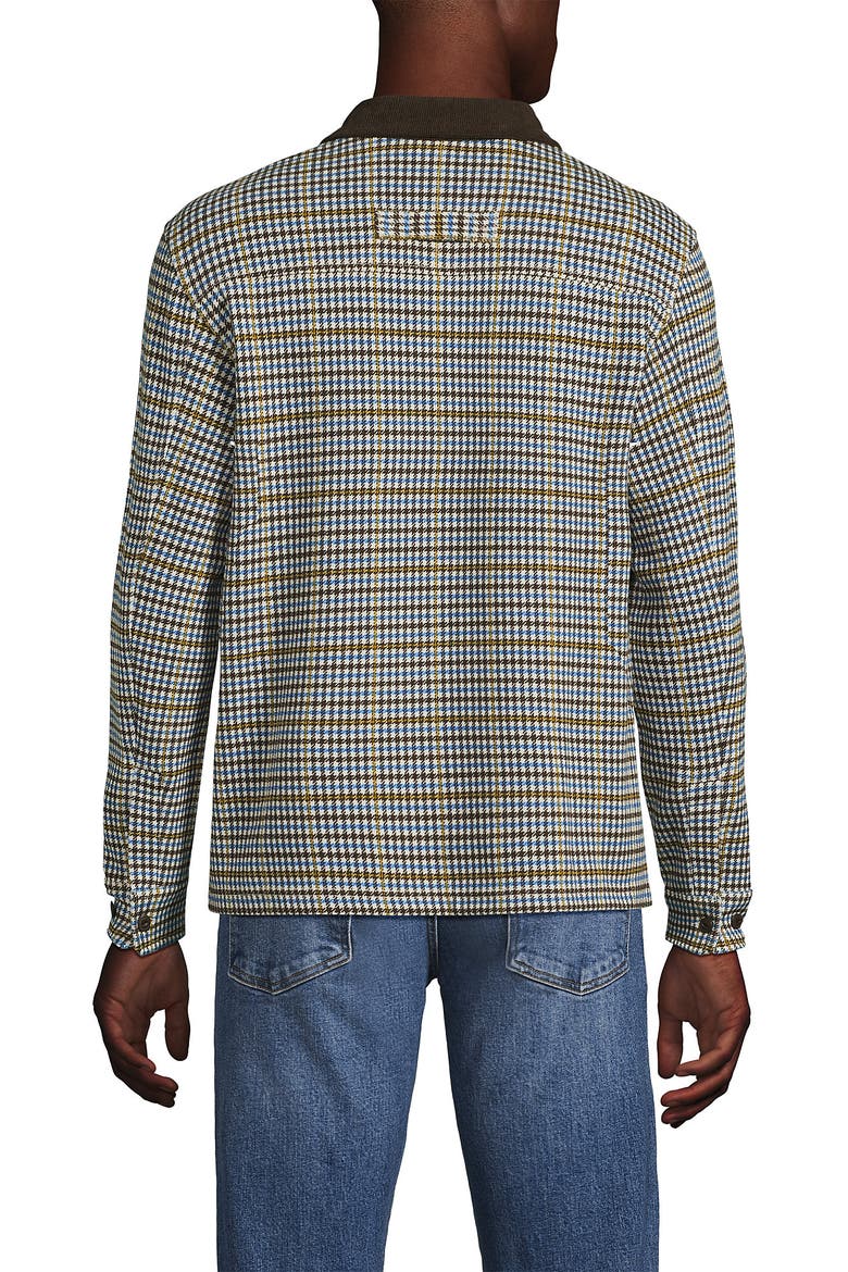 Long Sleeve Corduroy Collar Bedford Rib Quarter Zip, Alternate, color, Ivory Latte/Brown Houndstooth
