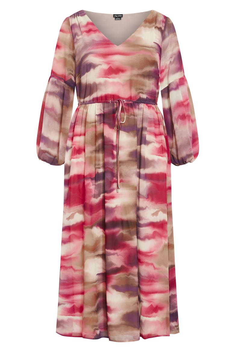 Romance Printed Long Sleeve Maxi Dress, Alternate, color, PINK PRINT