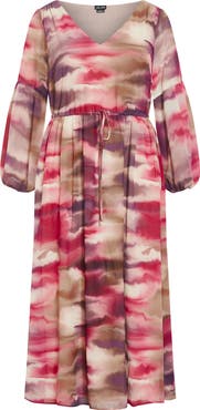 City Chic Romance Printed Long Sleeve Maxi Dress