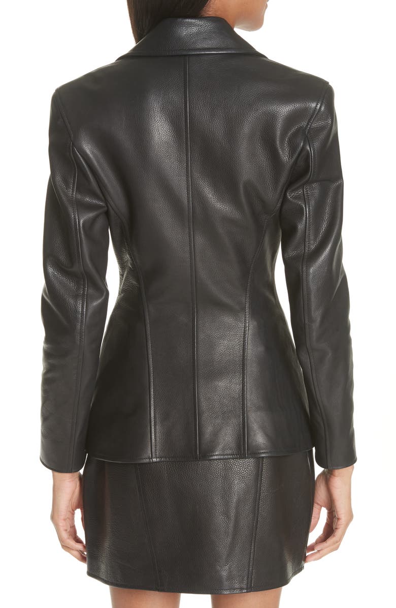 Alexander Wang Zip Front Leather Blazer, Alternate, color,