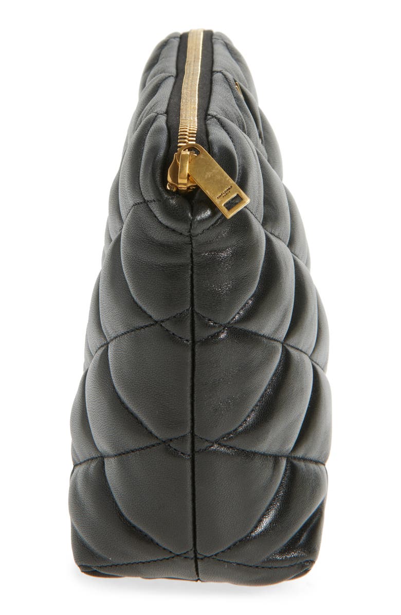 Saint Laurent Large Quilted Cosmetics Pouch, Alternate, color, Noir