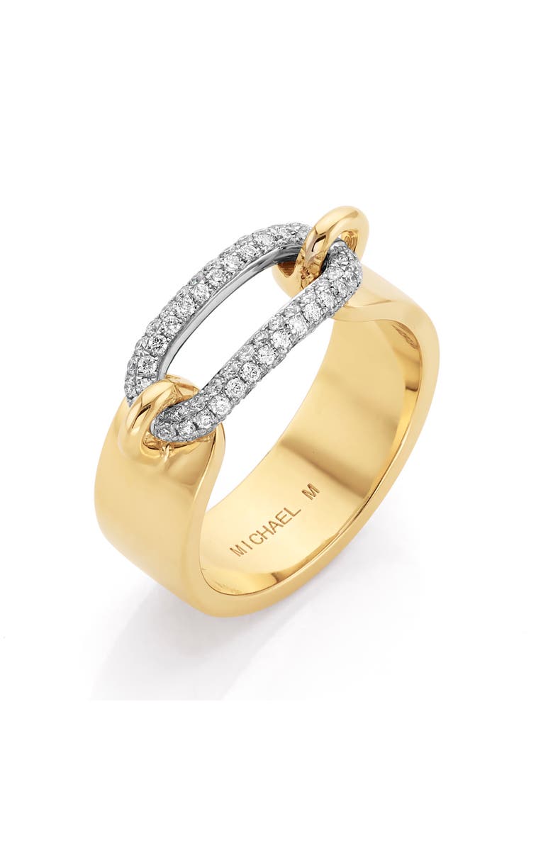 Michael M Luxe Link Pave Two Tone Ring, Alternate, color, Yellow And White Gold