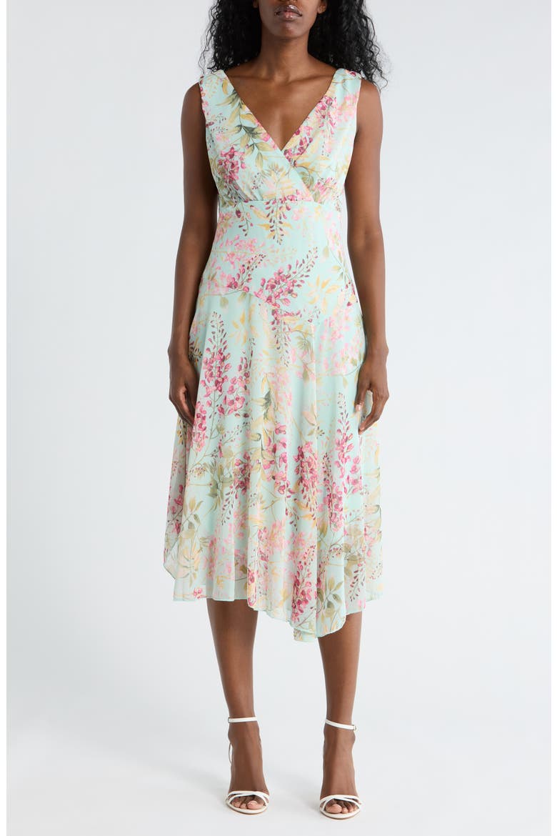 Yoryu Asymmetric Midi Dress, Main, color, AQUA