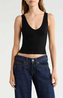 Tapestry V-Neck Crop Tank