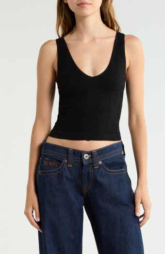 Tapestry V-Neck Crop Tank