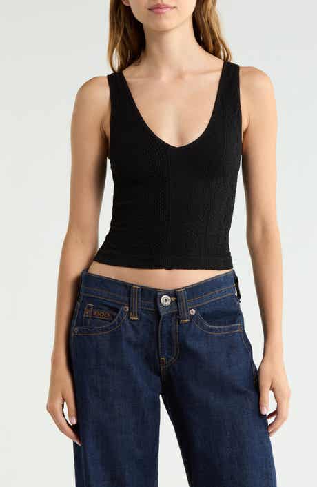 Tapestry V-Neck Crop Tank