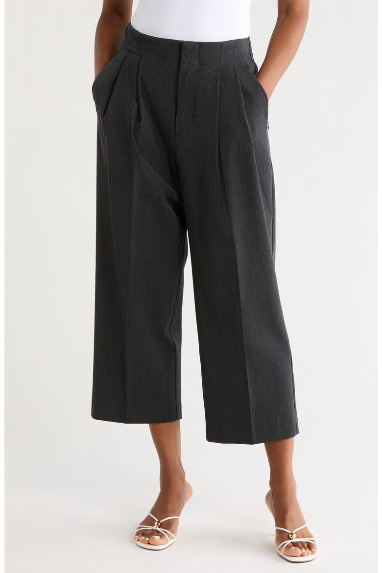 Essential Suiting Pleated Crop Pants, Main, color, DARK HEATHER GRAY