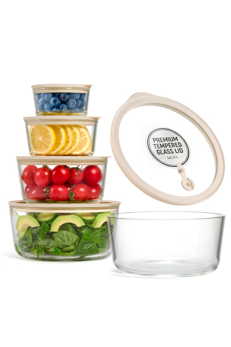 Glass Prep Bowl Set with Lids - Set of 4, Main, color, Clear
