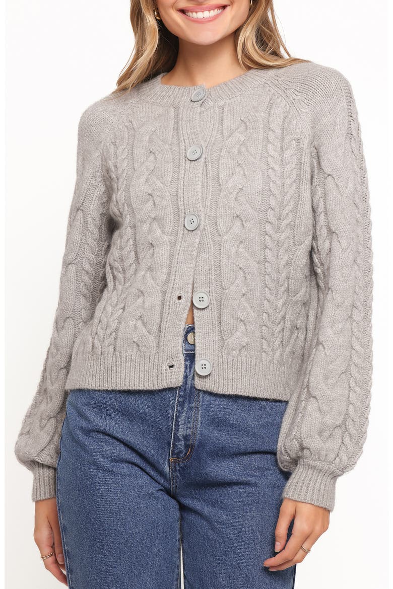 Nika Cable Stitch Cardigan, Main, color, GREY
