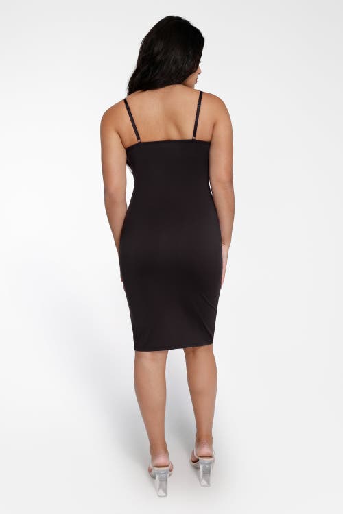 Popilush Shapewear Mesh Corset Panel Built-in Sculpting Midi Dress In Black