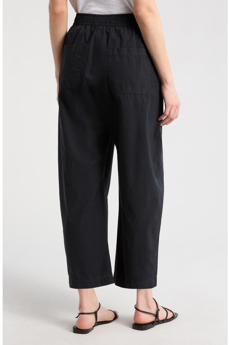 Kyra Pull-On Poplin Barrel Pants, Alternate, color, BLACK