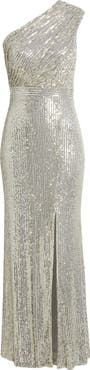 Vince Camuto Sequin One-Shoulder Sheath Gown