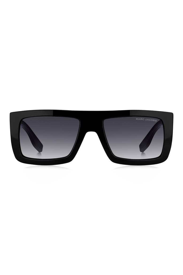 53mm Gradient Rectangular Sunglasses, Main, color, BLACK/ DARK GREY SF