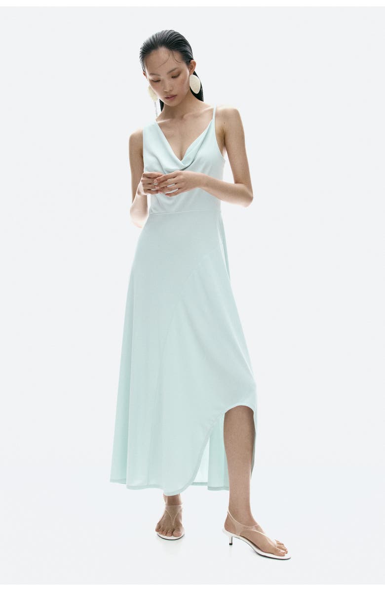 H&M Asymmetric Cowl-neck Dress, Alternate, color, Light Turquoise