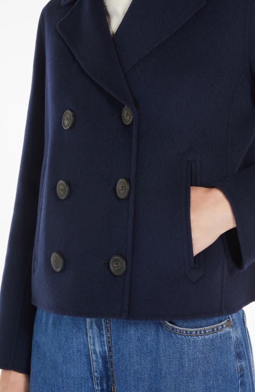 Weekend Max Mara Taglio Double Breasted Wool Blend Blazer In Navy