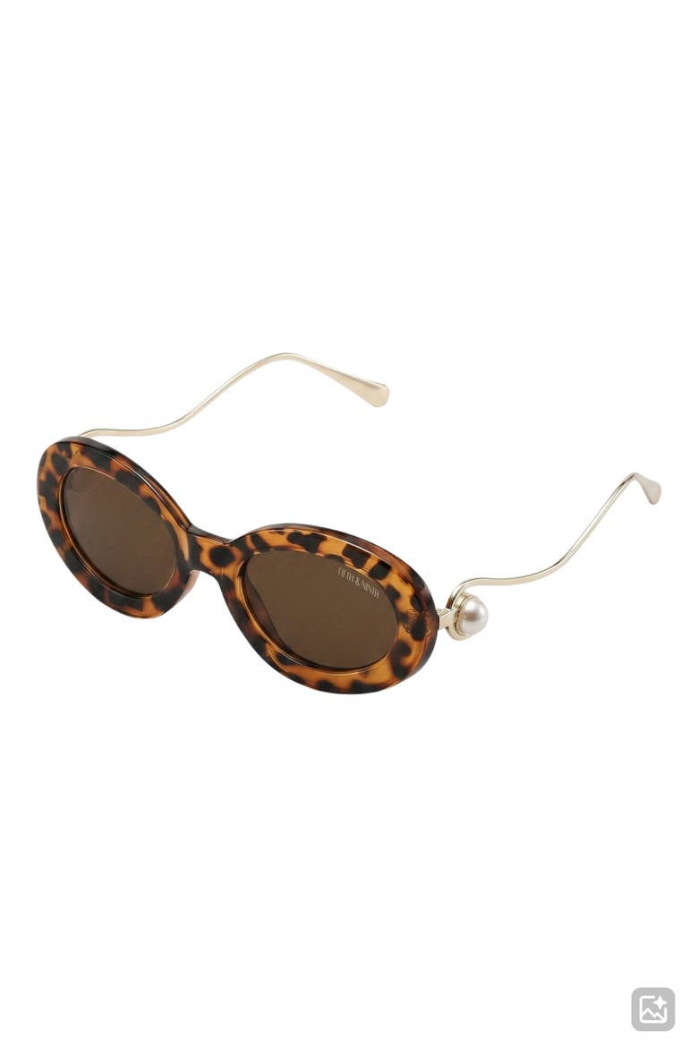 Arielle 50mm Small Oval Sunglasses, Alternate, color, TORTE/ BROWN
