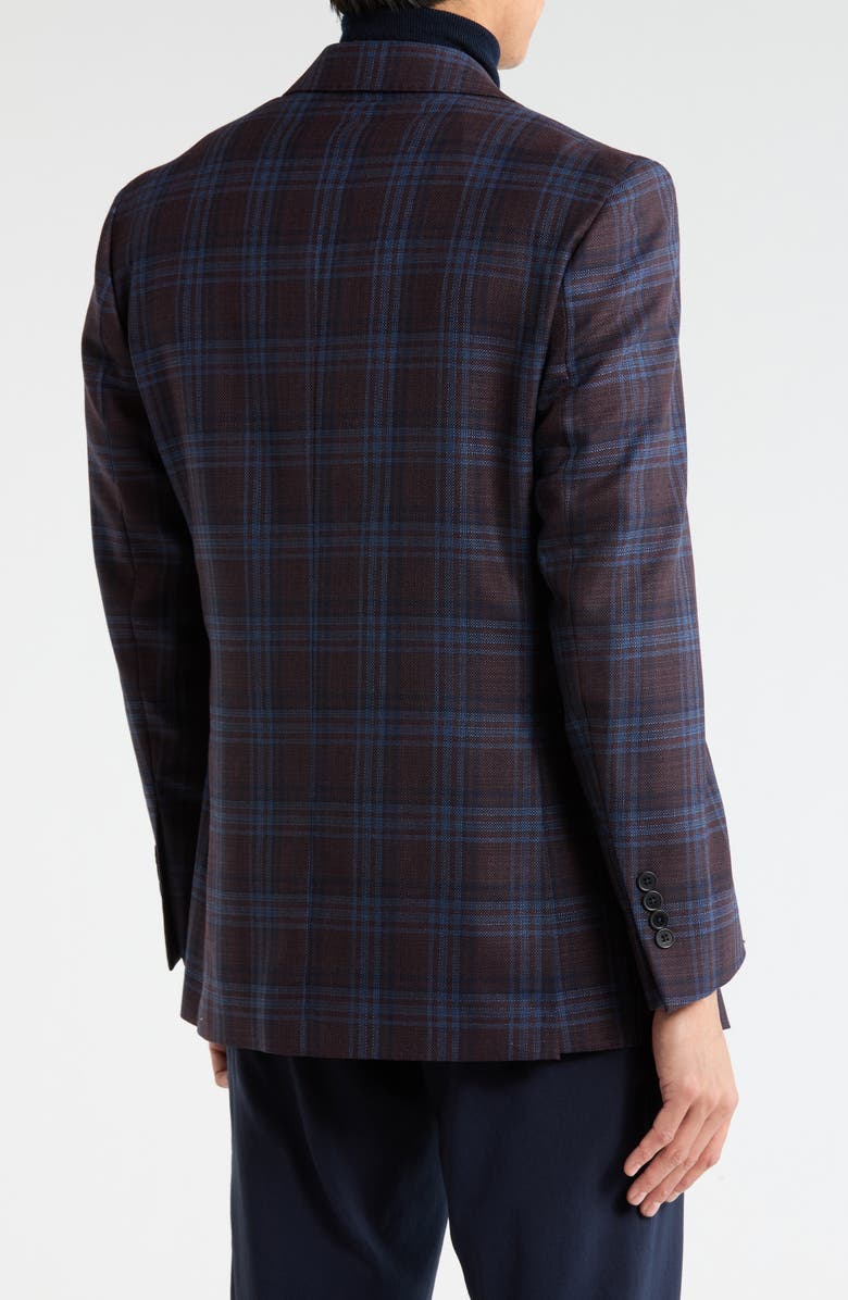 Brooks Brothers Plaid Notch Lapel Wool Sport Coat, Alternate, color, Burgundy/ Blue Overcheck