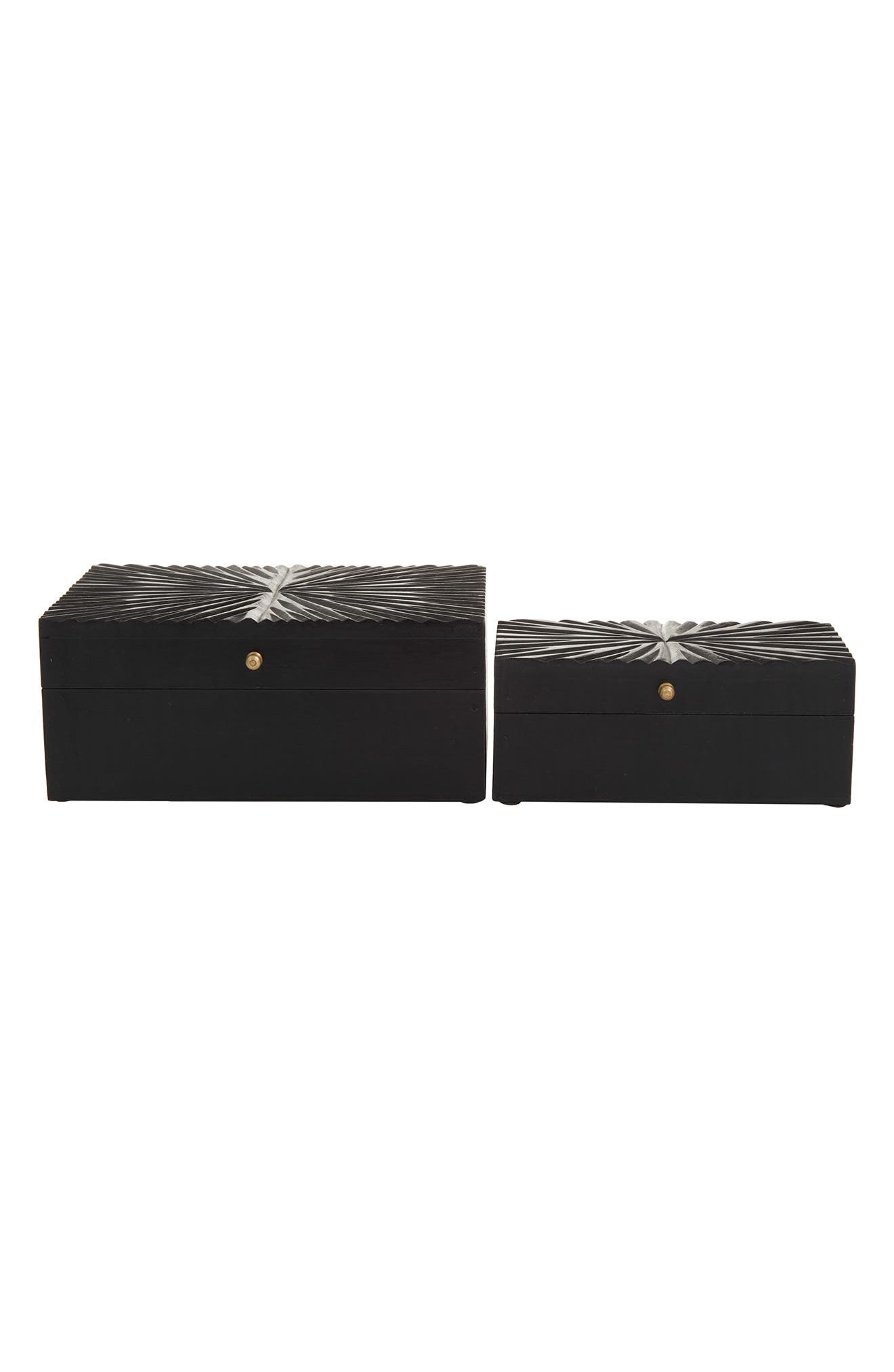 COSMO BY COSMOPOLITAN Black Wood Geometric Box with Hinged Lid - Set of 2