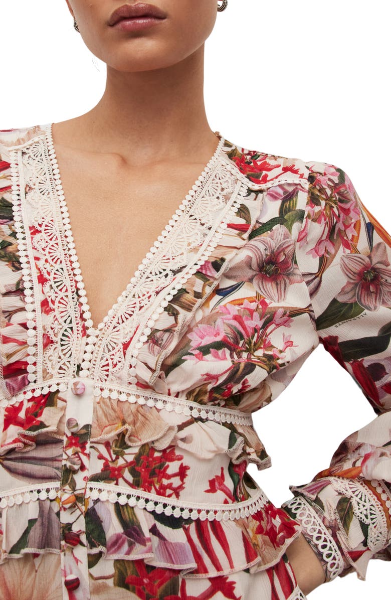 AllSaints Zora Leondra Floral Print Long Sleeve Dress, Alternate, color, 