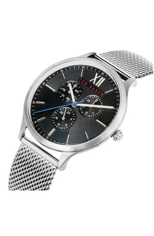 Ted Baker Manhatt Multifunction Mesh Strap Watch, 42mm In Silver