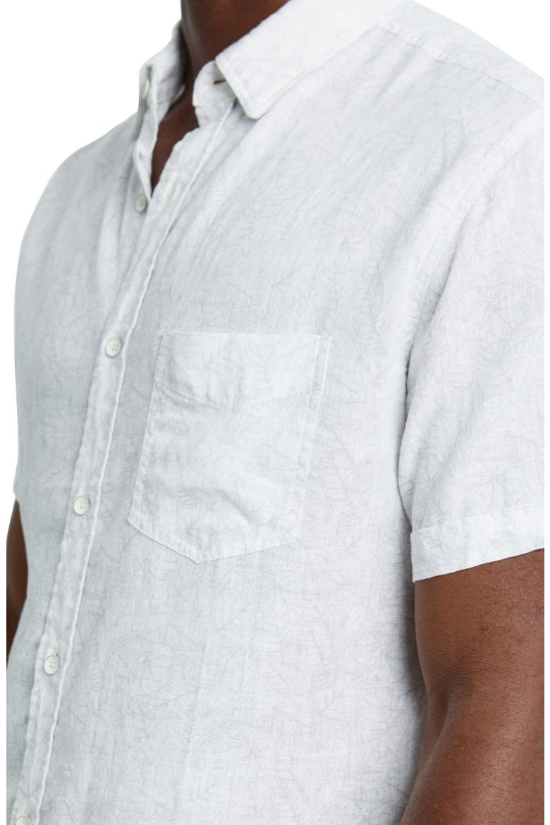 Carson Short Sleeve Linen Blend Button-Up Shirt, Alternate, color, JUNGLE JAM