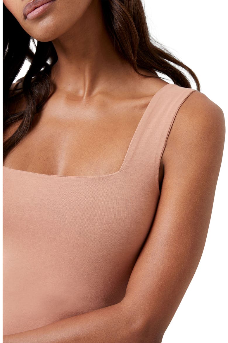 Rallie Square Neck Stretch Cotton Bodysuit, Alternate, color, 21-MOCHA MOUSSE
