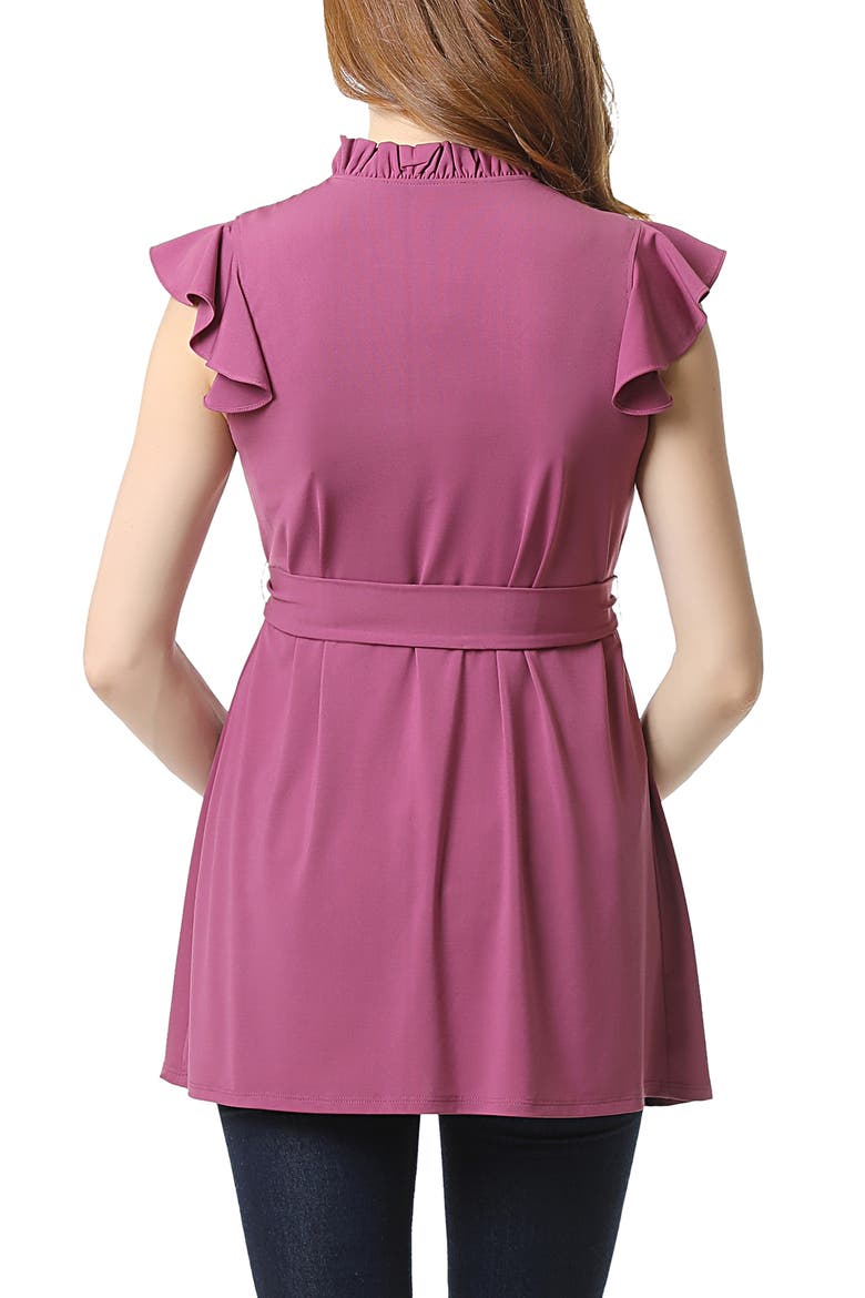 Matilda Flutter Sleeve Maternity Top, Alternate, color, ROSE