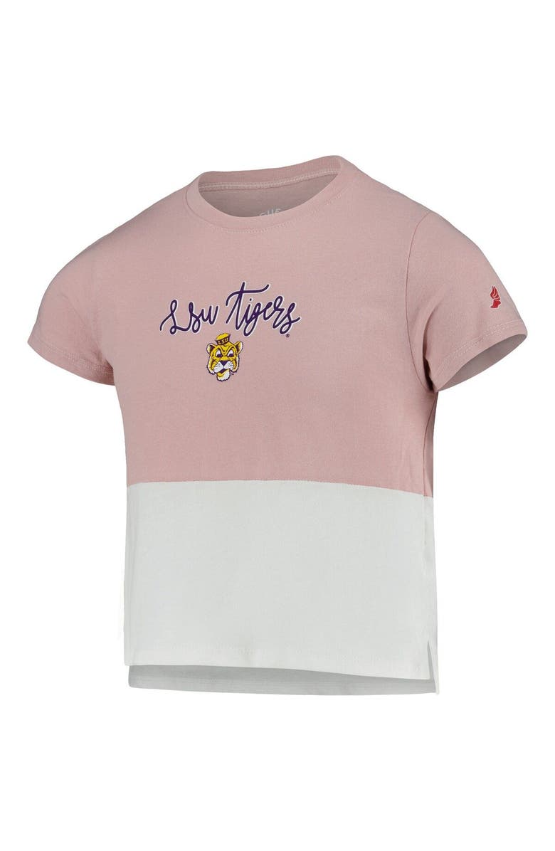 LEAGUE COLLEGIATE WEAR Girls Youth League Collegiate Wear Pink/White LSU Tigers Colorblocked T-Shirt, Alternate, color, Pink