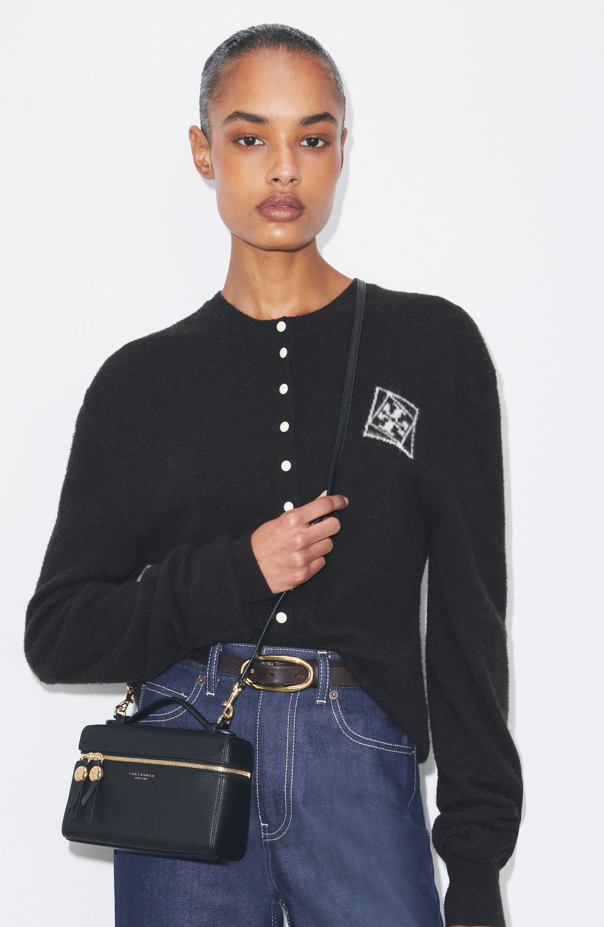 Tory Burch Romy Slim Top Handle Bag, Alternate, color, Black