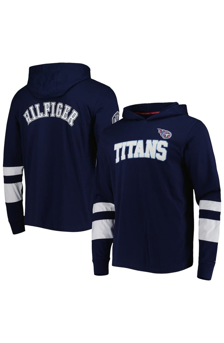 Tommy Hilfiger Men's Tommy Hilfiger Navy/White Tennessee Titans Alex Long Sleeve Hoodie T-Shirt, Main, color, Navy
