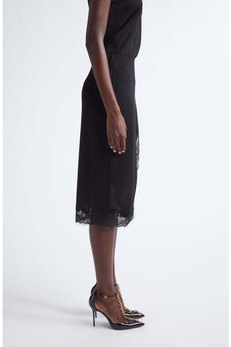 Lace Trim Knit Midi Skirt, Alternate, color, 0PA BLACK