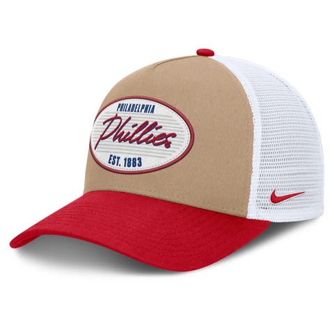Men's Nike  Khaki/Red Philadelphia Phillies Rise A-Frame Trucker Adjustable Hat
