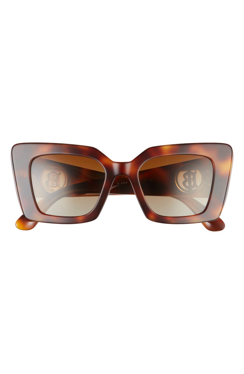 Burberry Light Havana 51mm Square Polarized Sunglasses, Main, color, Light Havana/ Brown Gradient
