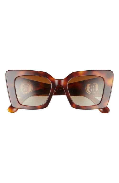 Burberry Light Havana 51mm Square Polarized Sunglasses In Light Havana/brown Gradient