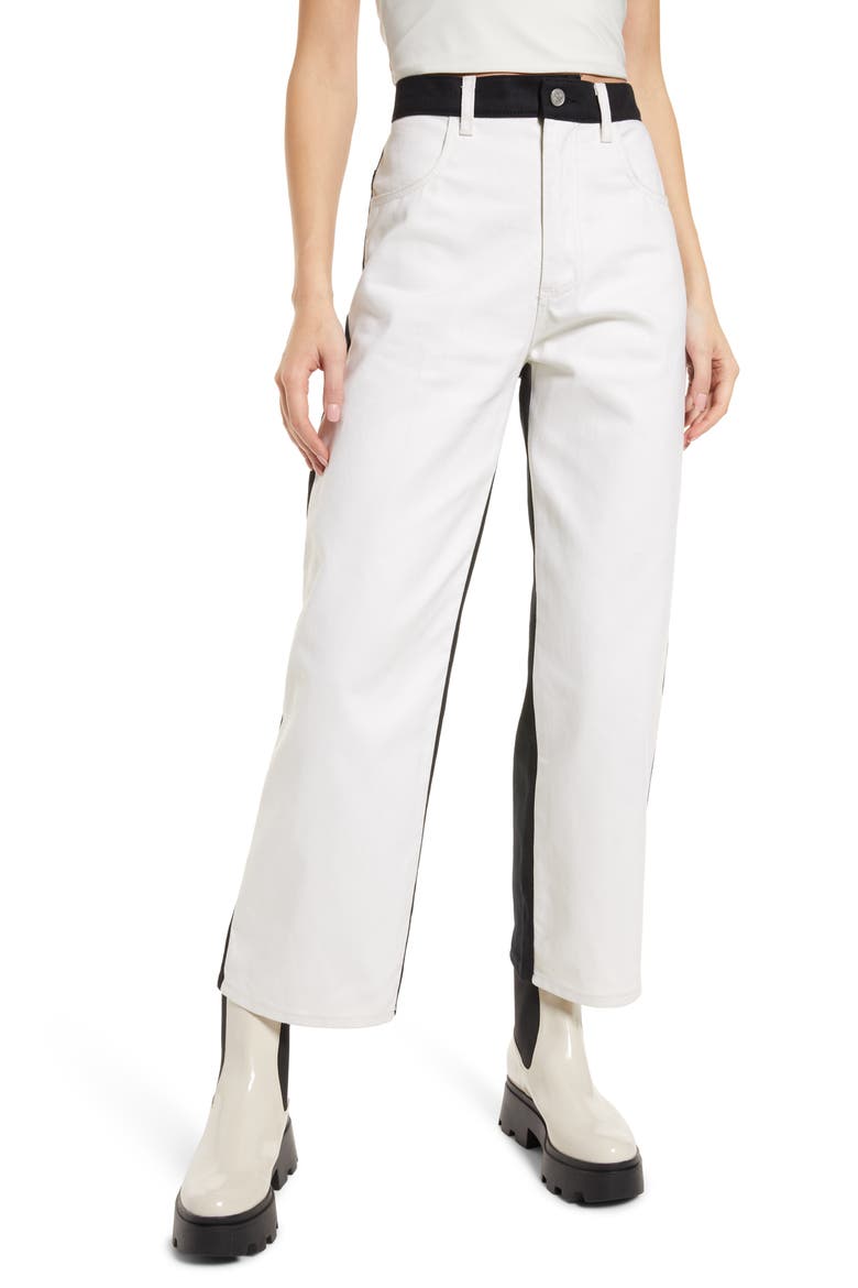 Robyn High Waist Ankle Straight Leg Jeans, Alternate, color, BLACK/ IVORY