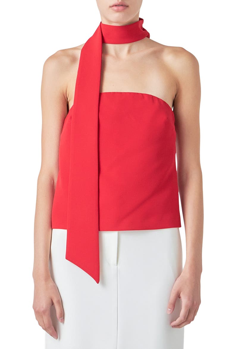 Choker Tie Top, Main, color, RED