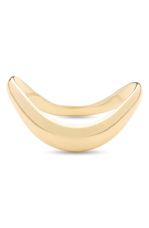 Skinny 14K Gold Curved Bubble Ring