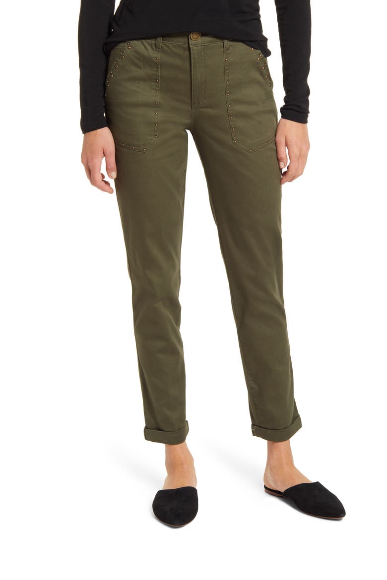 Ab-Solution High Waist Studded Utility Pants (Nordstrom Exclusive), Main, color, CAPER