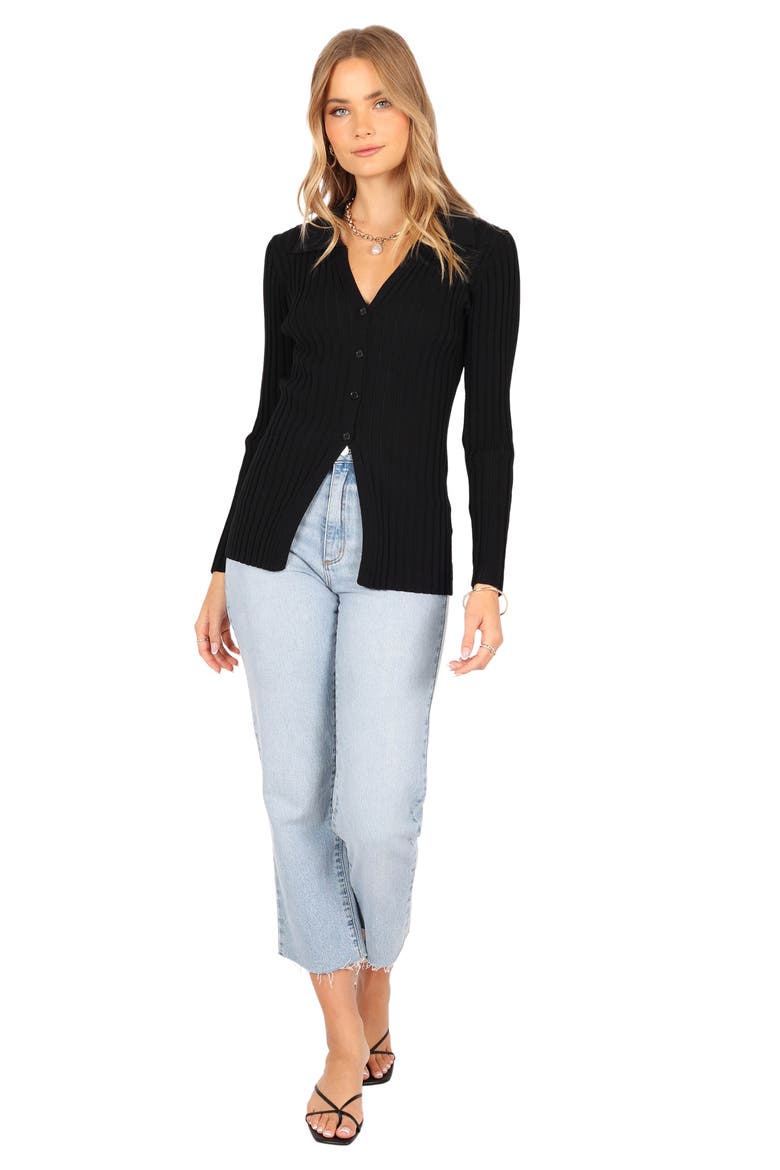 Samara Rib Cardigan, Alternate, color, BLACK