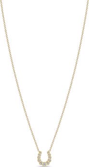 Zoë Chicco Bezel Diamonds 14k Gold Diamond Horseshoe Necklace