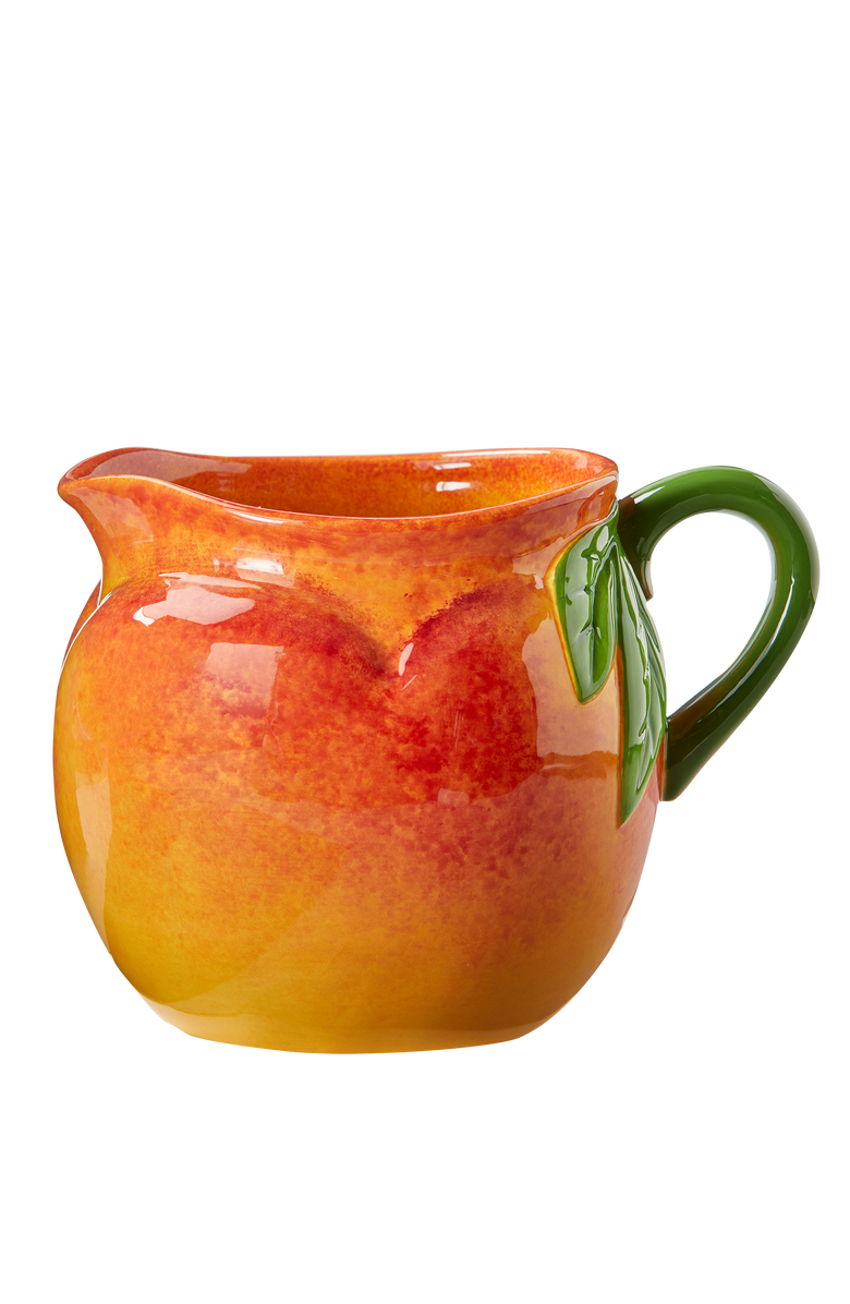 tag Peach Pitcher Orange Multi Earthenware Summer, Main, color, Orange