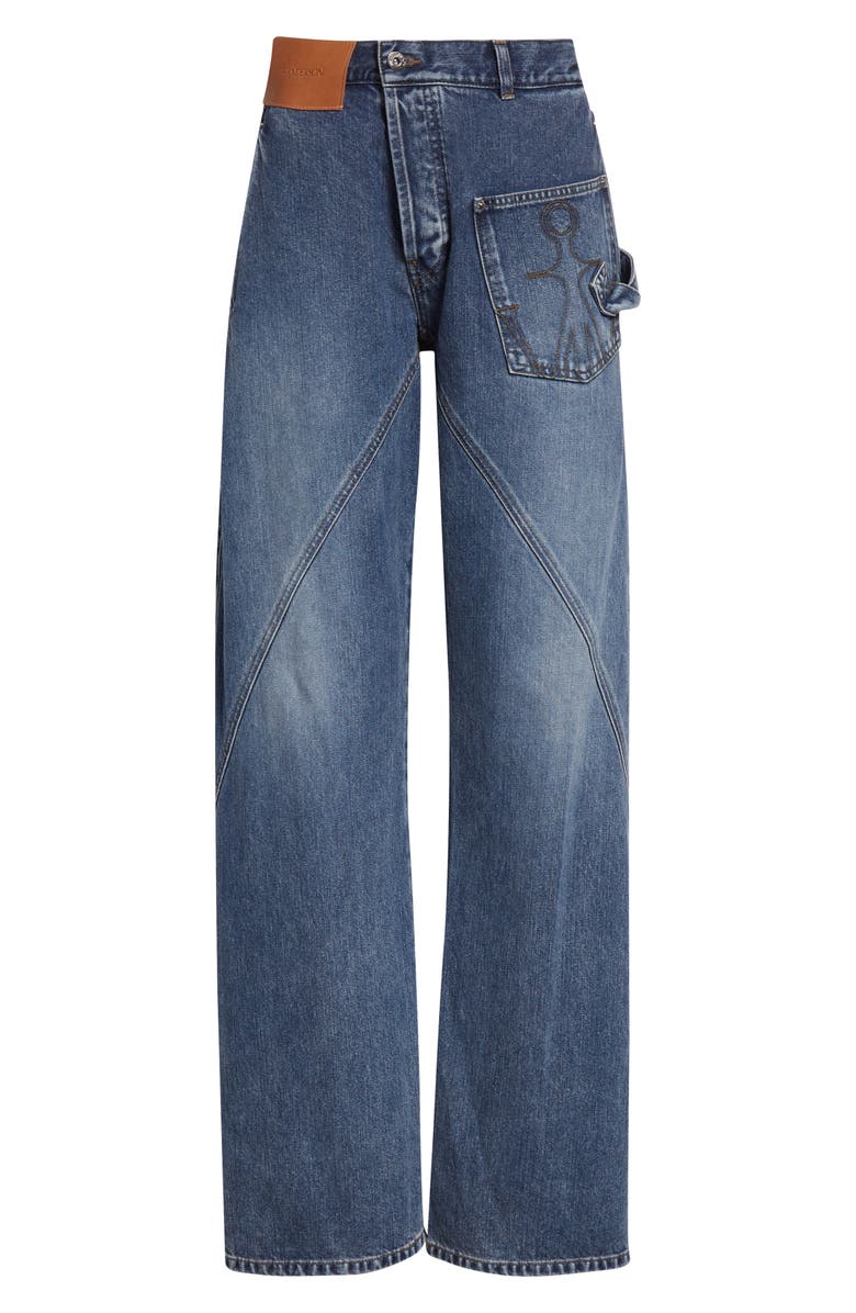 JW Anderson Twisted Workwear Jeans, Alternate, color, Mid Blue