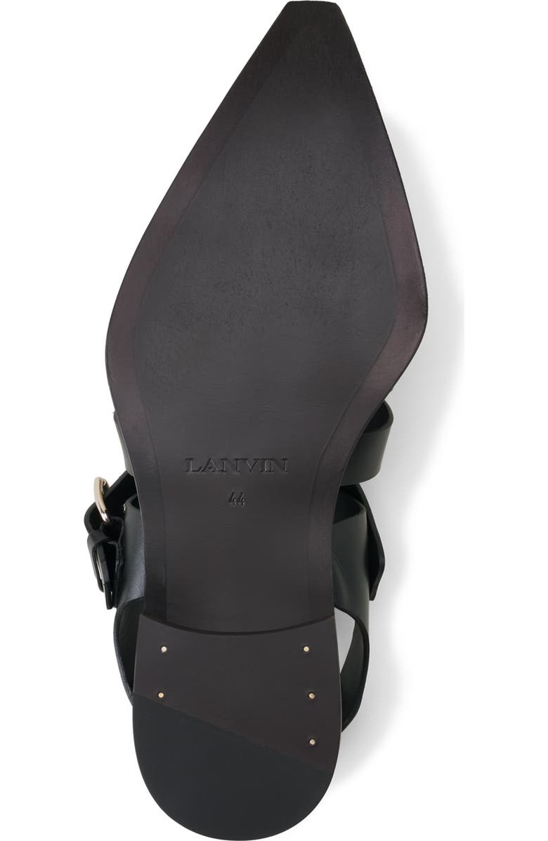 Lanvin Pointed-Toe Leather Sandals, Alternate, color, Black