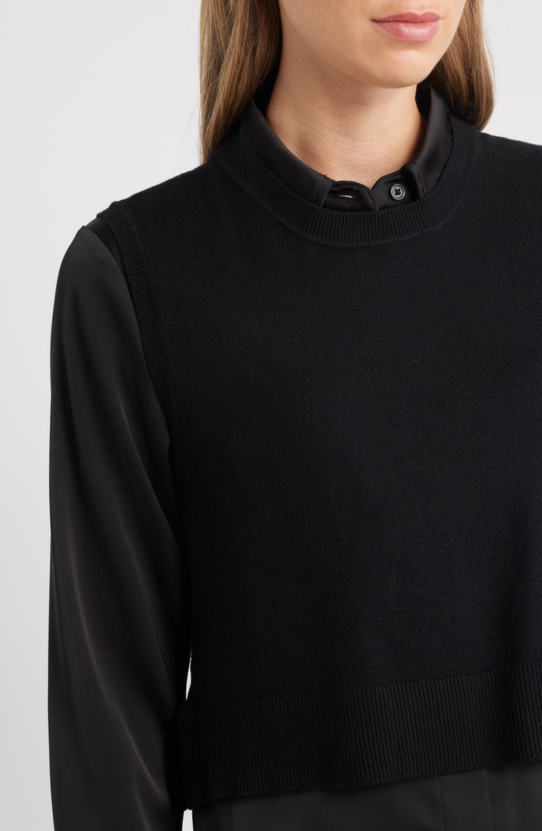 Sam Edelman Layered Mixed Media Dress, Alternate, color, Black