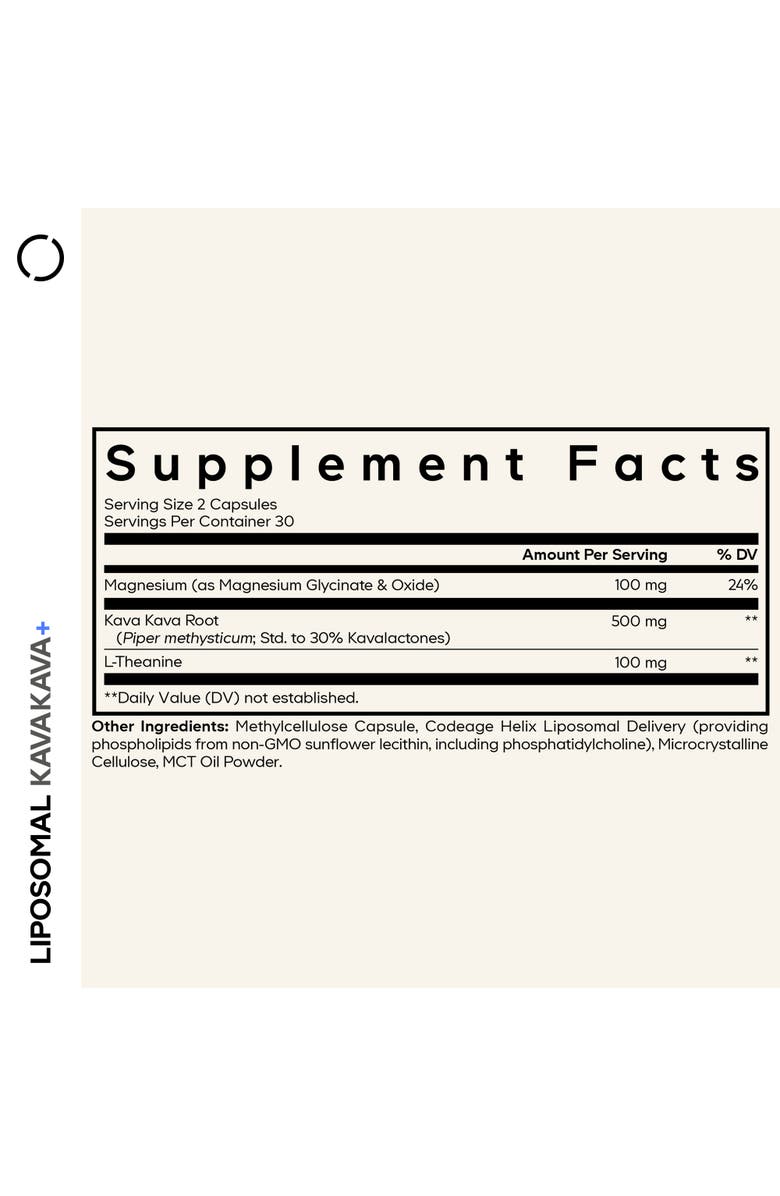 Codeage Liposomal Kava Kava+, 30% Kavalactones with Magnesium Glycinate Supplement, Alternate, color, White