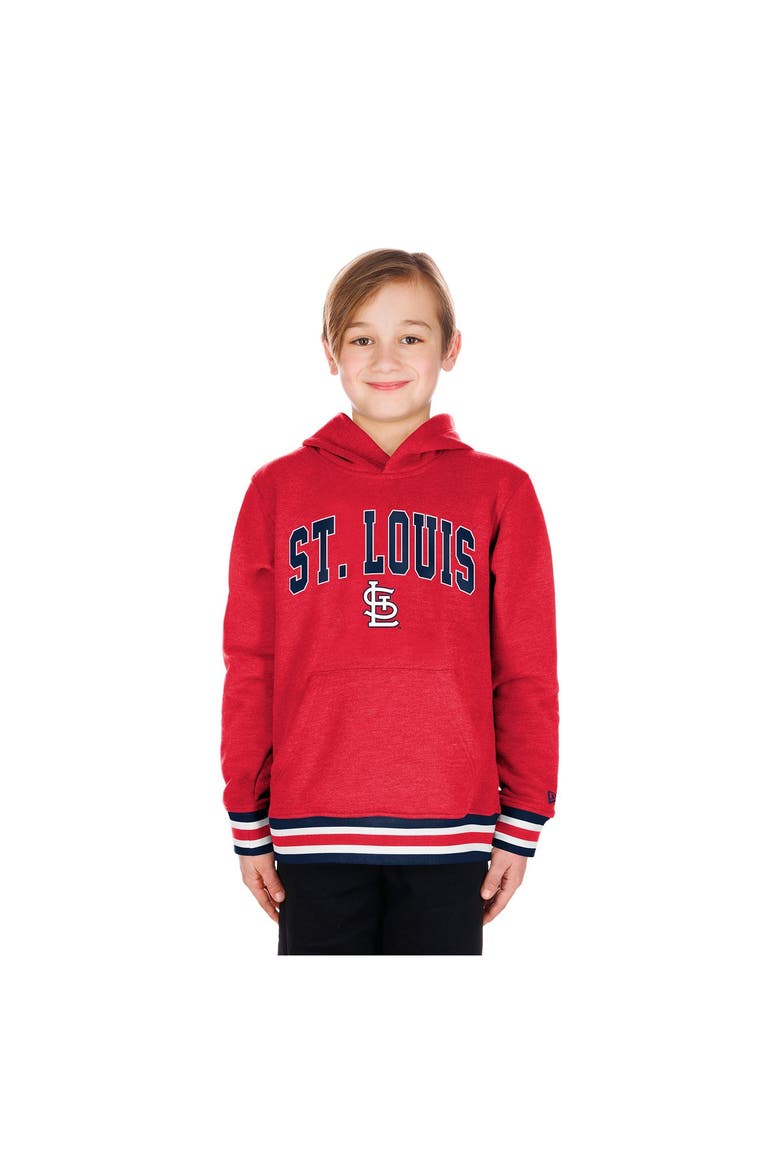 Youth New Era Red St. Louis Cardinals Knit Trim Pullover Hoodie, Main, color, Red