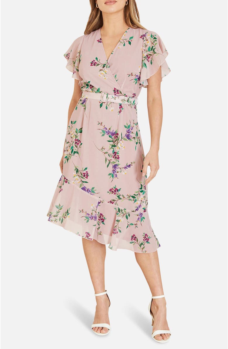 Yumi Midi Dress With Frill Details, Alternate, color, Pink