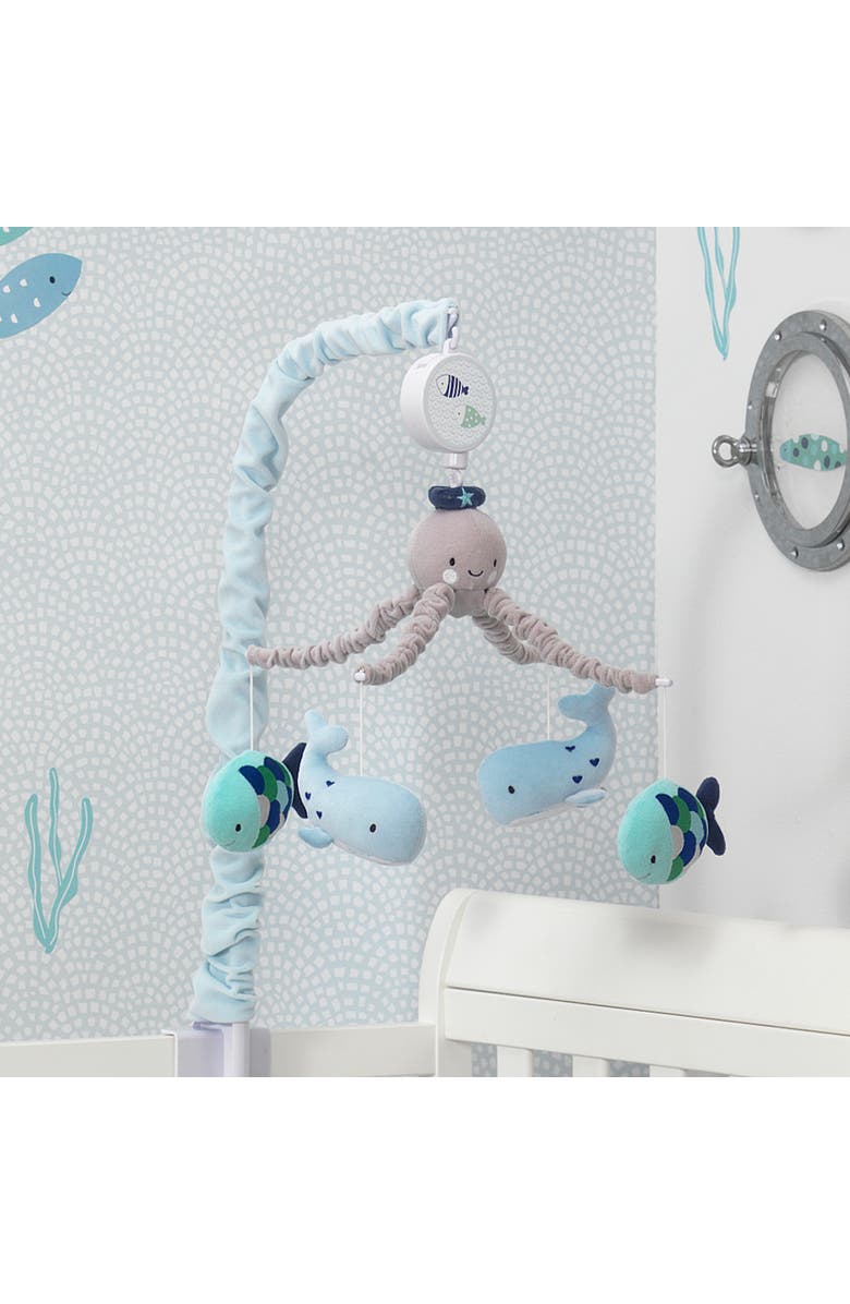 Lambs & Ivy Oceania Whale/Fish Nautical/Ocean Musical Baby Crib Mobile, Alternate, color, Blue