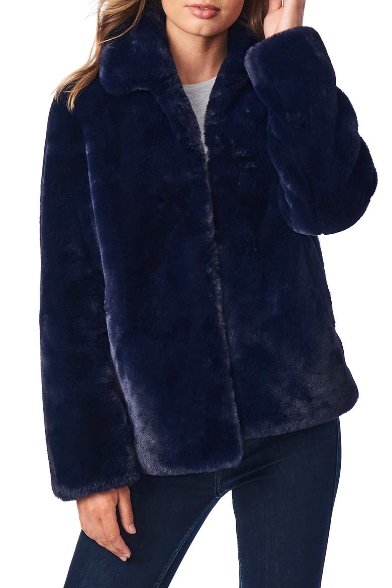 Faux Fur Jacket, Main, color, NAVY